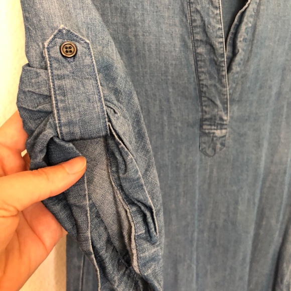 Chelsea & Theodore women Dress Sm Lyocell soft chambray denim sleeves pockets - Picture 6 of 8